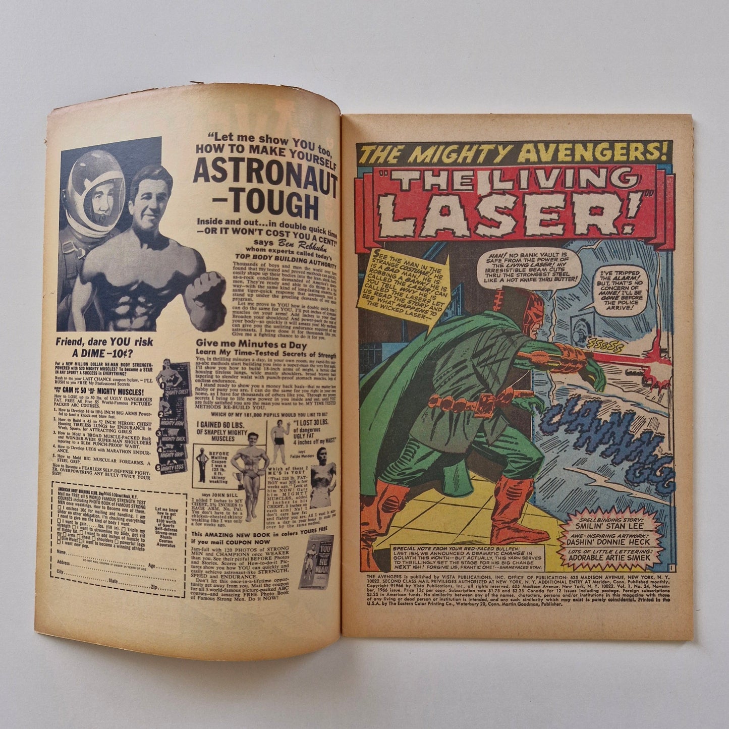 Avengers #34 1966 1st appearance of The Living Laser Marvel